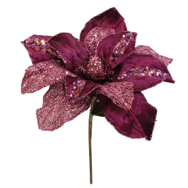 31" Mauve Glitter Magnolia 13" Flower