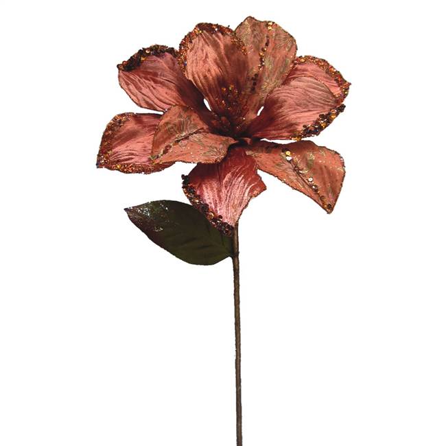 30" Copper Beaded Magnolia 11" Flower