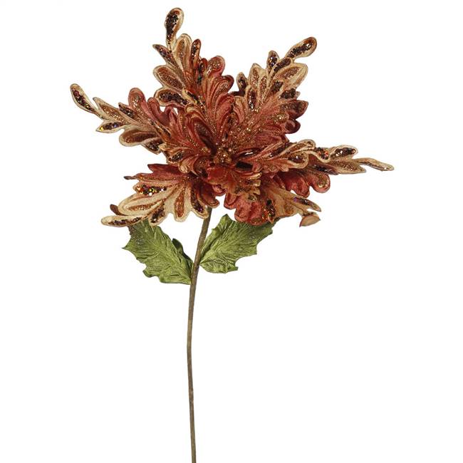 31" Copper Poinsettia, 15" Flower 3/Bag