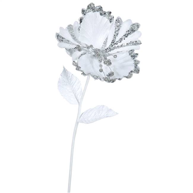 23" White Hibiscus, 8" Flower 3/Bag