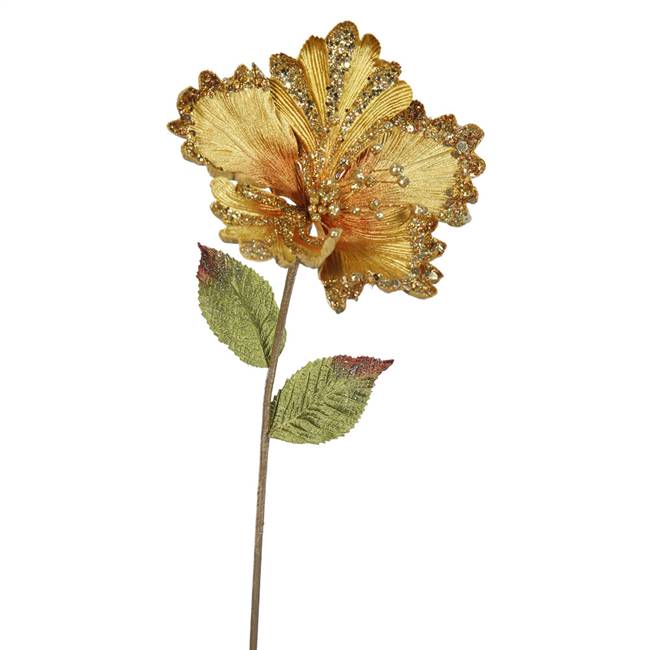 23" Gold Hibiscus, 8" Flower 3/Bag