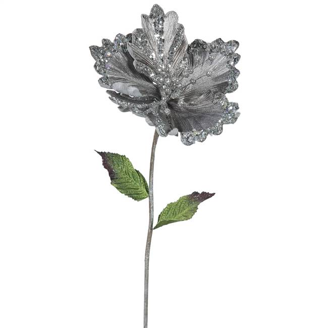 23" Pewter Hibiscus, 8" Flower 3/Bag