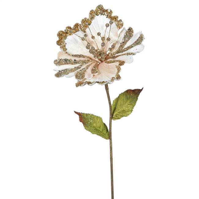 23" Rose Gold Hibiscus, 8" Flower 3/Bag