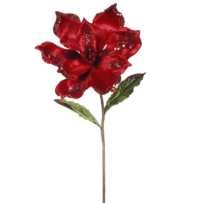 22" Red Magnolia, 9" Flower 3/Bag