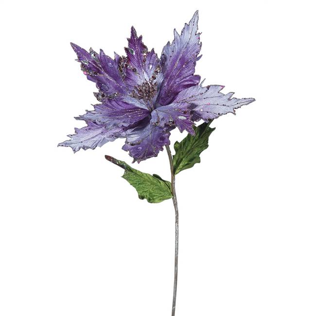 26" Purple Poinsettia, 13" Flower 3/Bag