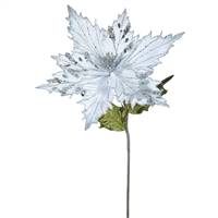 26" Silver Poinsettia, 13" Flower 3/Bag