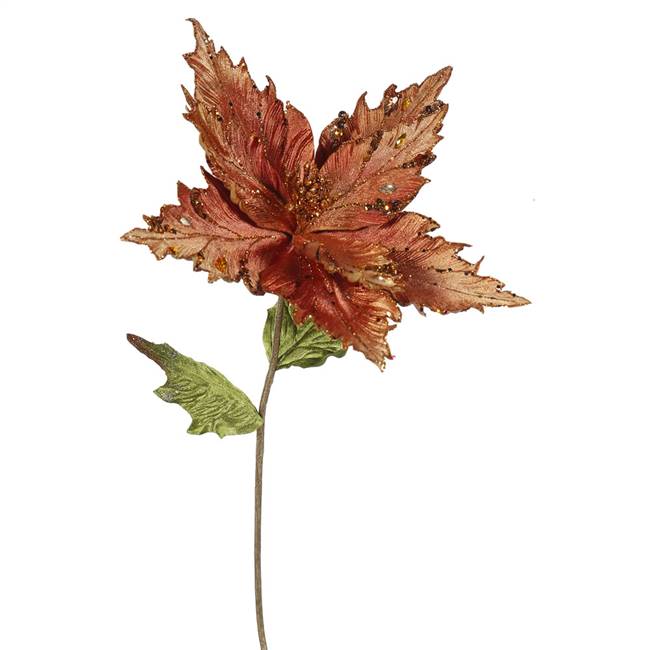 26" Copper Poinsettia, 13" Flower 3/Bag