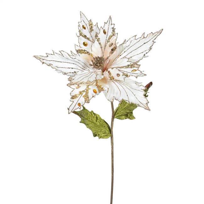 26" Rose Gold Poinsettia, 13" Flower 3/B