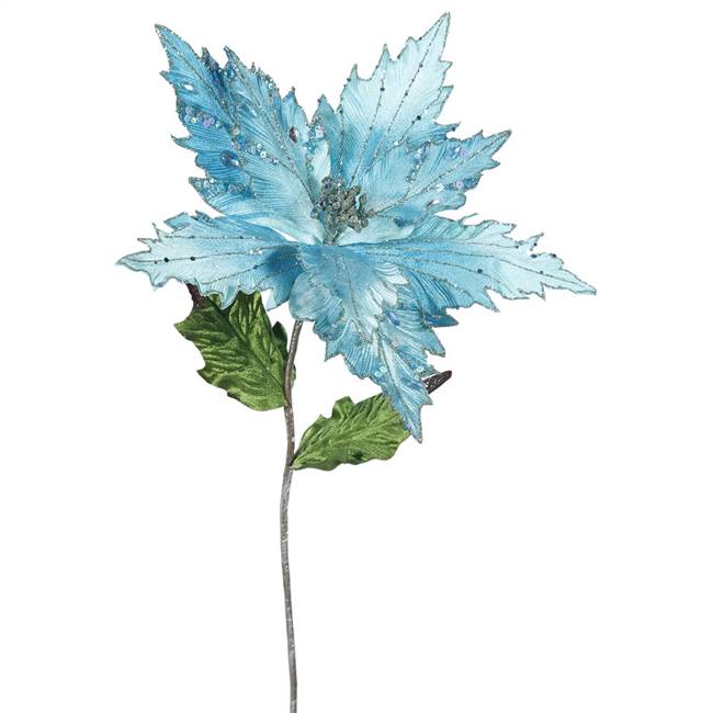 26" Sea Blue Poinsettia, 13" Flower 3/Ba
