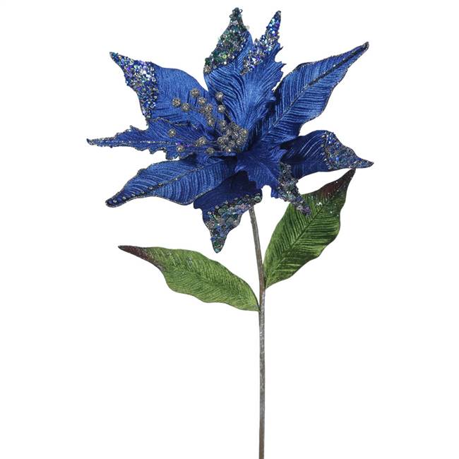 26" Blue Poinsettia, 12" Flower 3/Bag