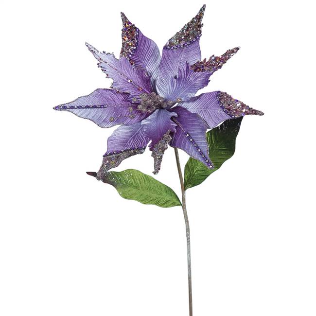 26" Purple Poinsettia, 12" Flower 3/Bag