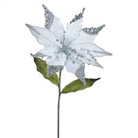 26" Silver Poinsettia, 12" Flower 3/Bag