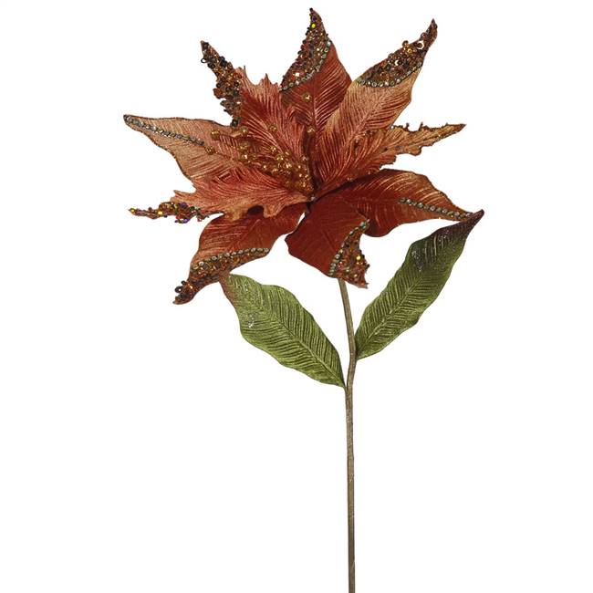 26" Copper Poinsettia, 12" Flower 3/Bag