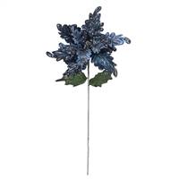 20" Blue Poinsettia 14" Flower 3/Bg