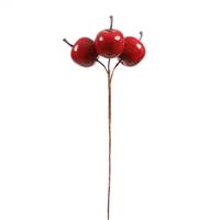 3  Red Apple Pick x 3 with 7.5" Stem