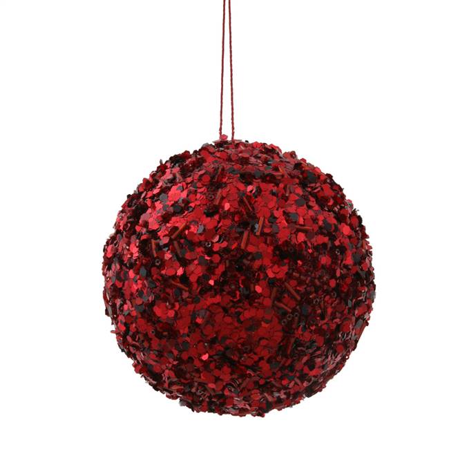 3.5" Burgundy Sparkle Sequin Ball