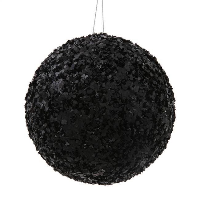 4.75" Black Sparkle Sequin Ball