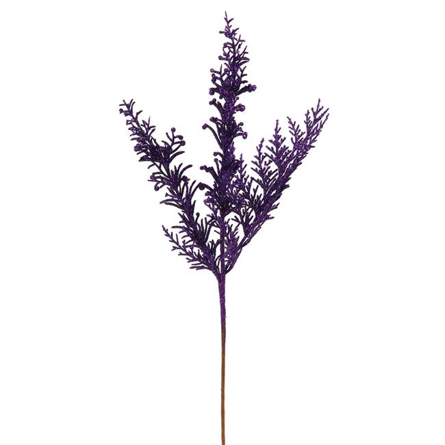 18" Purple Glitter Cedar Pine Spray