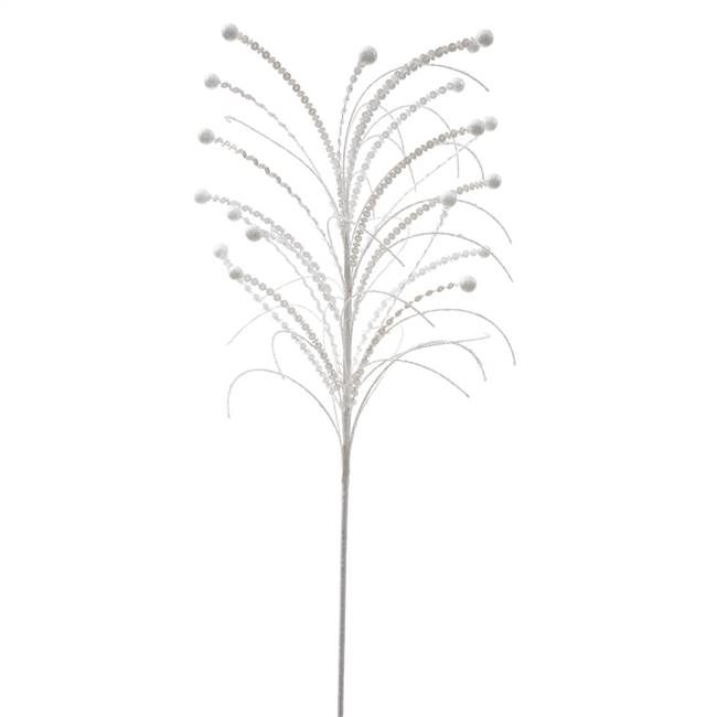 26" White Sequin Berry Spray
