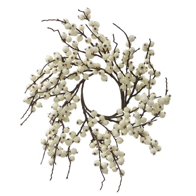 18" White Indoor/Outdoor Berry Wreath