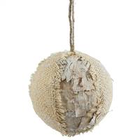 5.5" Half Burlap Half Birch Glitter Ball