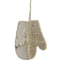 6.5" Half Burlap Half Birch Glitt Mitten