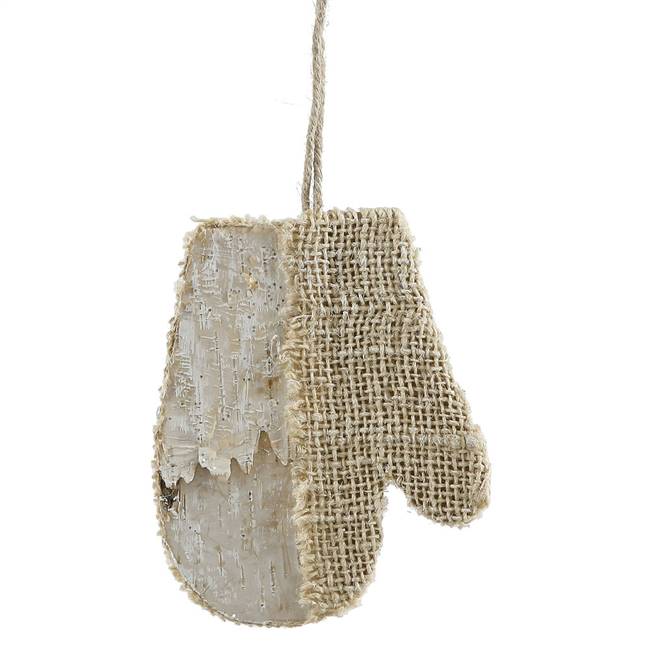 6.5" Half Burlap Half Birch Glitt Mitten