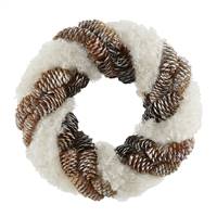 10" Snow and Pine Cone Twisting Wreath