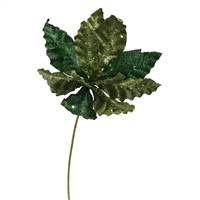 8" Green Sparkle Poinsettia Pick 6" Flwr