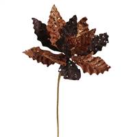 8" Brown-Copper Spkle Poinsettia Pick 6"