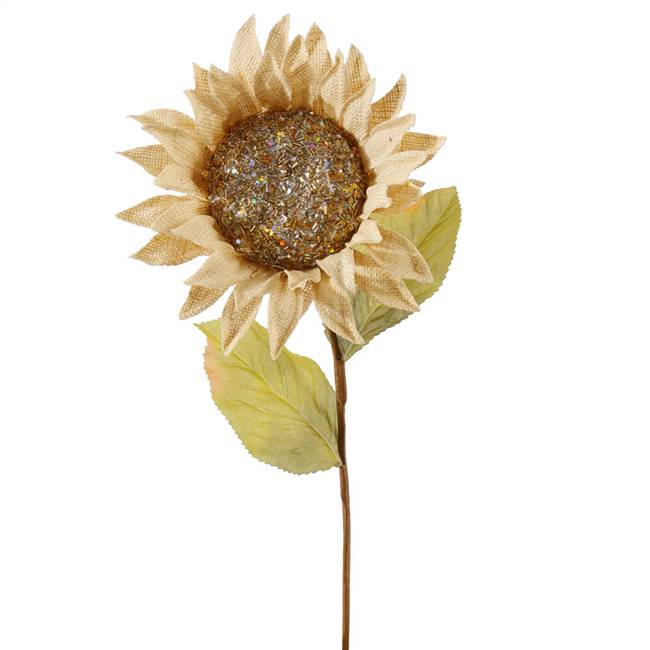 22" Cream Burlap Sunflower 7" Flower