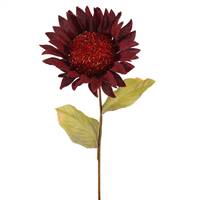 22" Burgundy Burlap Sunflower 7" Flower