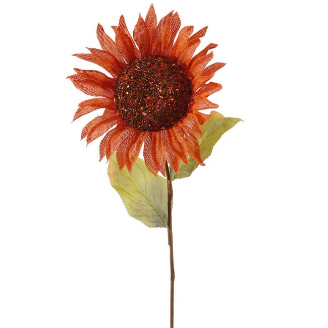 22" Orange Burlap Sunflower 7" Flower