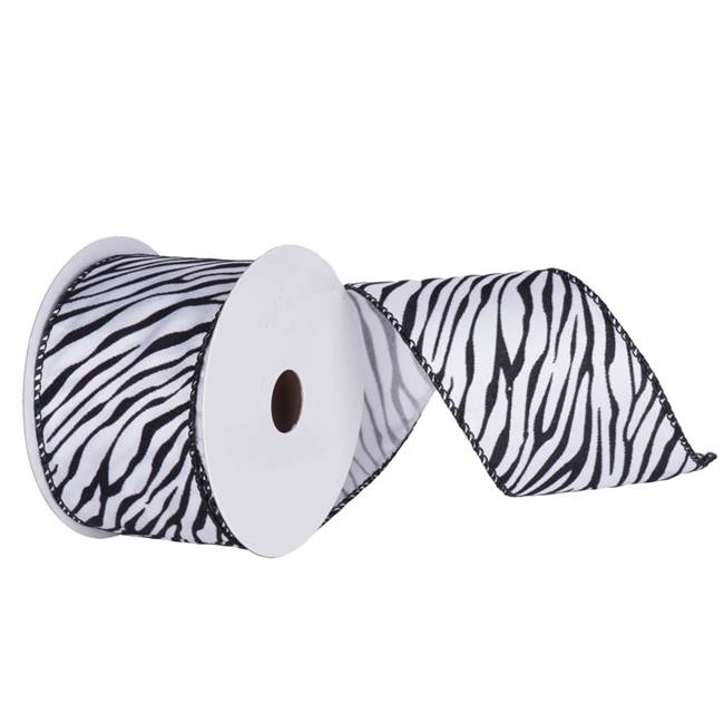4" x 10yd Zebra Velvet Ribbon