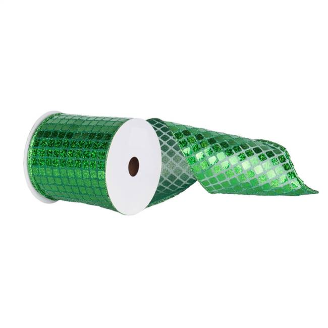 4" X 10yd Green Mesh Metallic Check