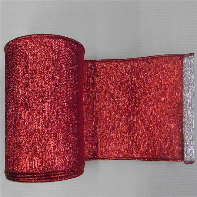 6" X 10yd Red-Silver Shiny Weave