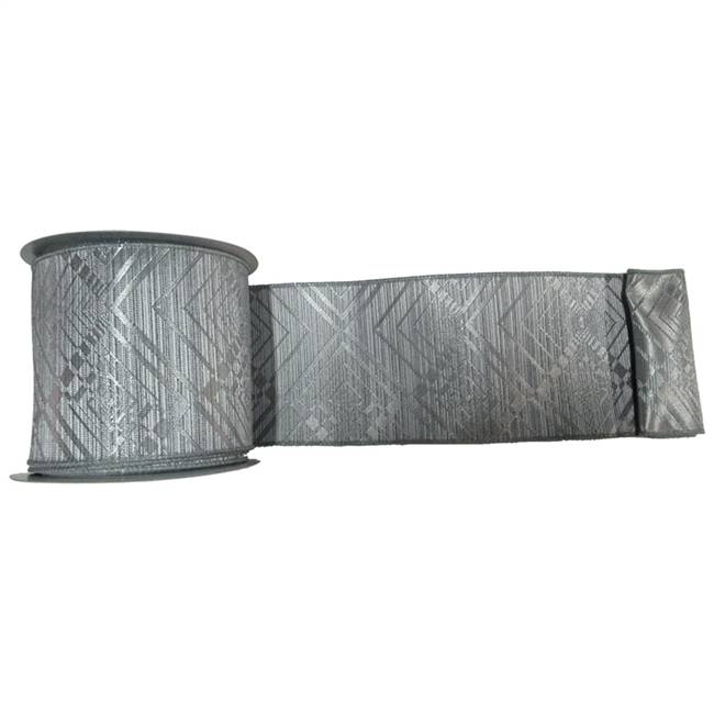 4" x 10yd Pewter Geometric Jacquard