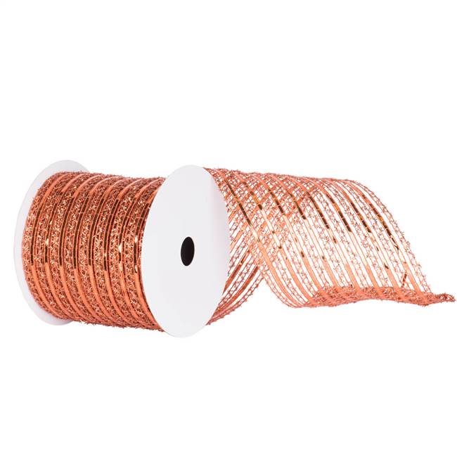 4" Copper Metallic Striped Wired Mesh