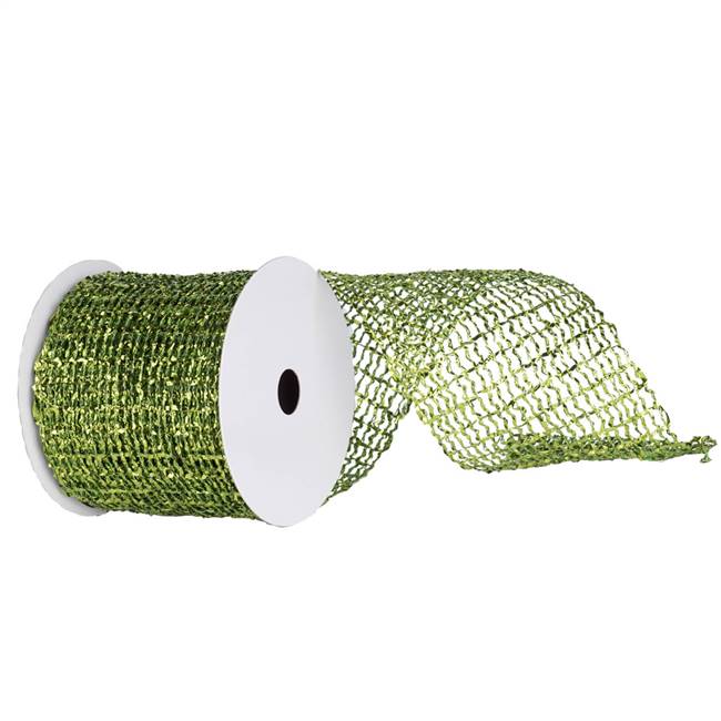 6" x 10yd Lime Metallic Wired Mesh