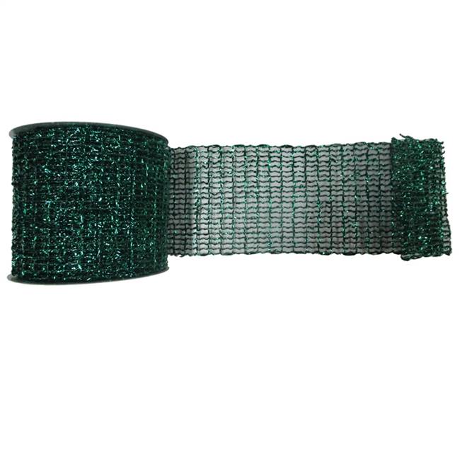 4" x 10yd Emerald Metallic Wired Mesh