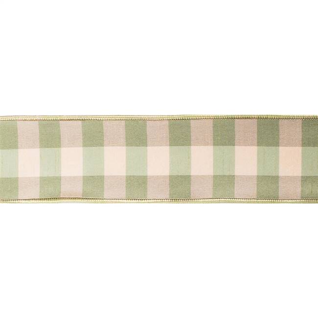 2.5" x 10Yd Sage Ivory Aspen Check