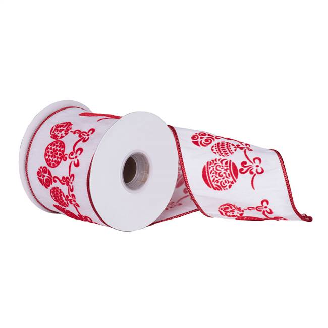 4" x 10Yd Red Hang Ornament White