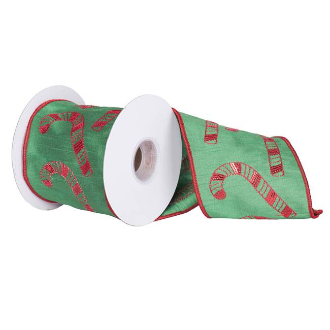 4" x 5Yd Red Candy Cane Green Dupion