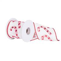 4" x 5Yd Red Candy Cane White Dupion