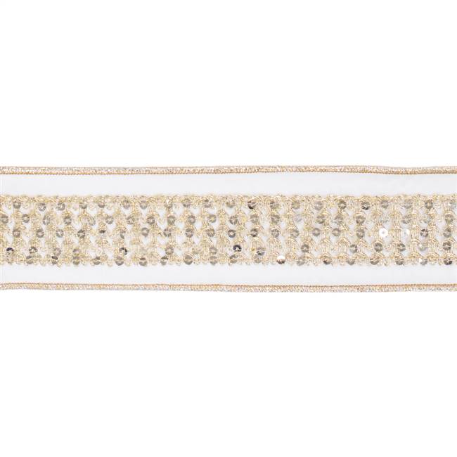 2.5" x 5Yd Gold Sequin Trim Ivory