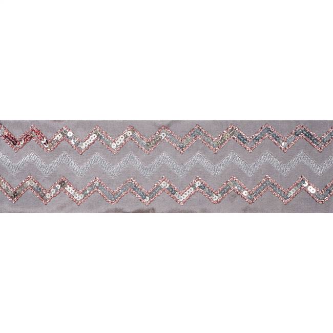 4" x 5Yd Rose Gold Seq Chevron Taupe