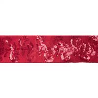 4" x 5Yd Red Sequin Leaf Red Dupion