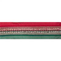 4" x 5Yd Gold Crystal Red Green Dupion