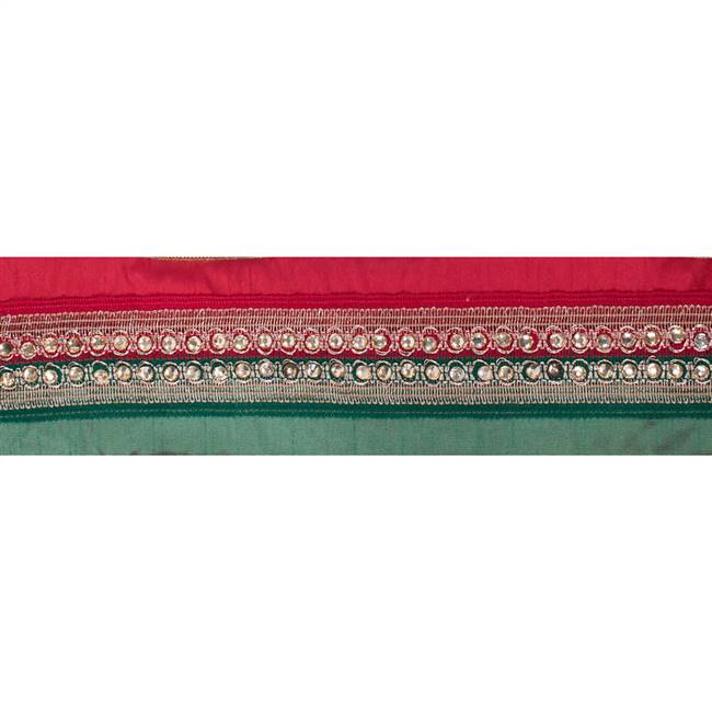 4" x 5Yd Gold Crystal Red Green Dupion