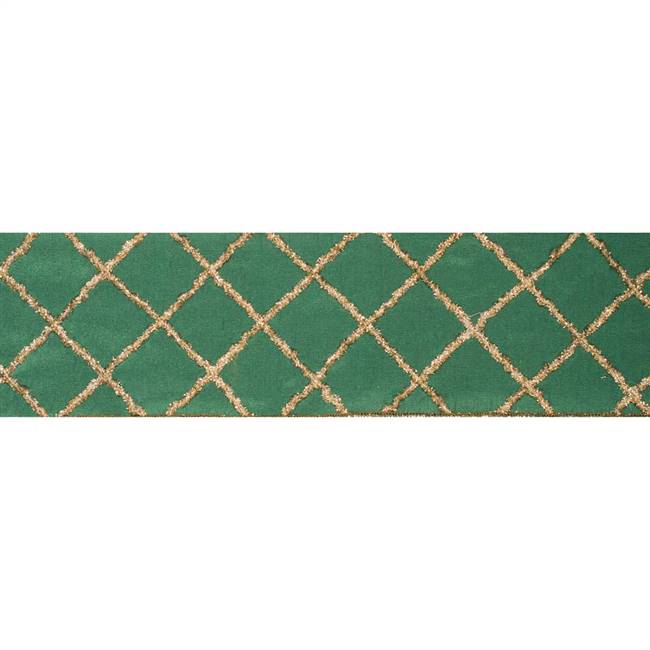 4" x 5Yd Gold Chenille Diamond Green